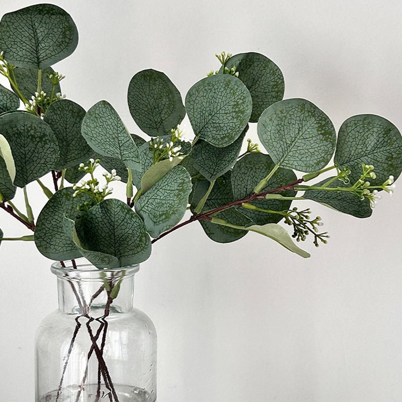 14 Stems Real Touch Artificial Eucalyptus Leaf Flower Bouquet 13" - YauSpark