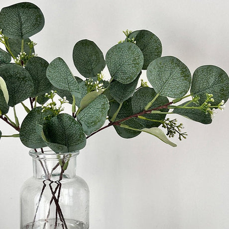 14 Stems Real Touch Artificial Eucalyptus Leaf Flower Bouquet 13" - YauSpark