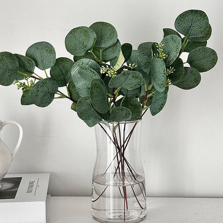 14 Stems Real Touch Artificial Eucalyptus Leaf Flower Bouquet 13" - YauSpark