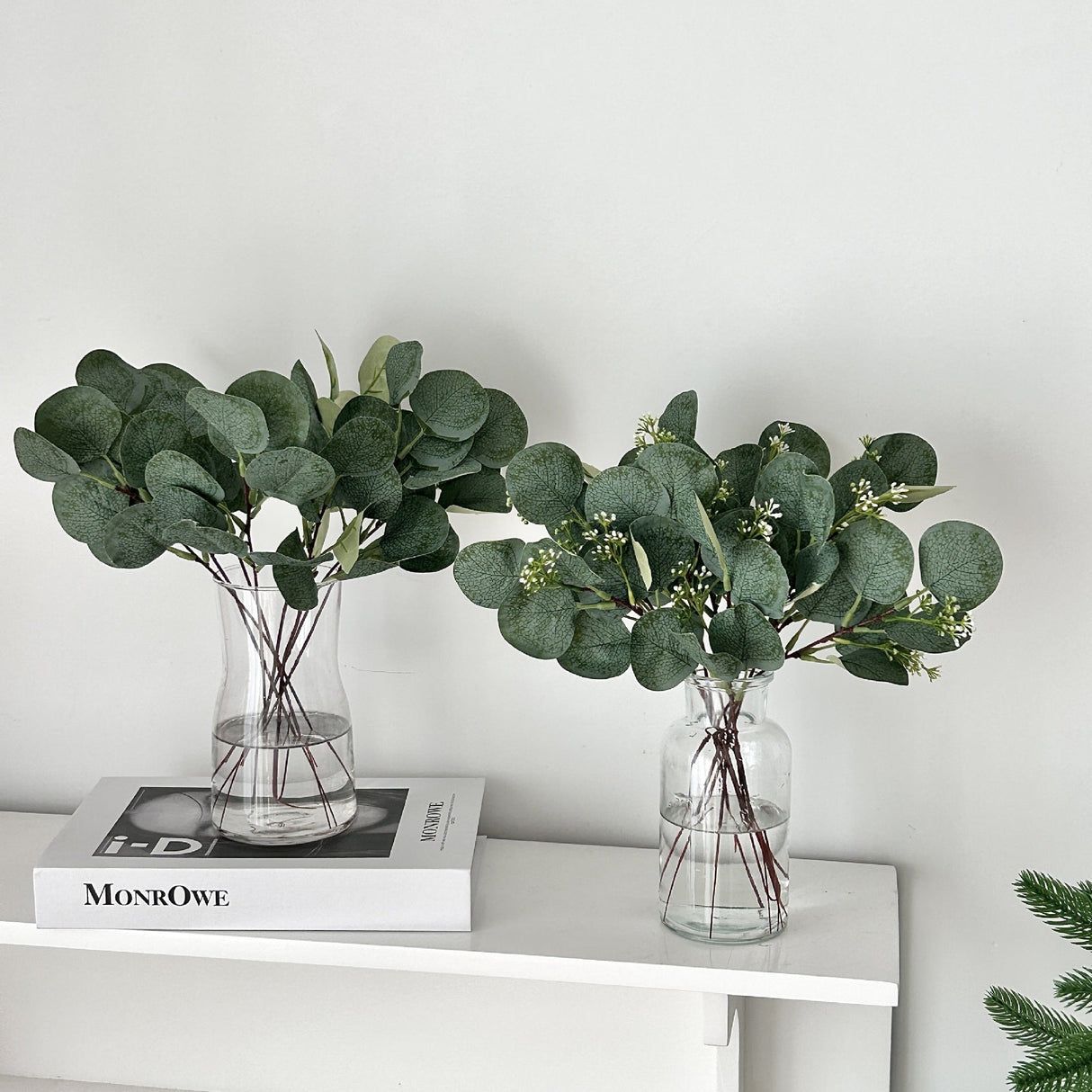 14 Stems Real Touch Artificial Eucalyptus Leaf Flower Bouquet 13" - YauSpark