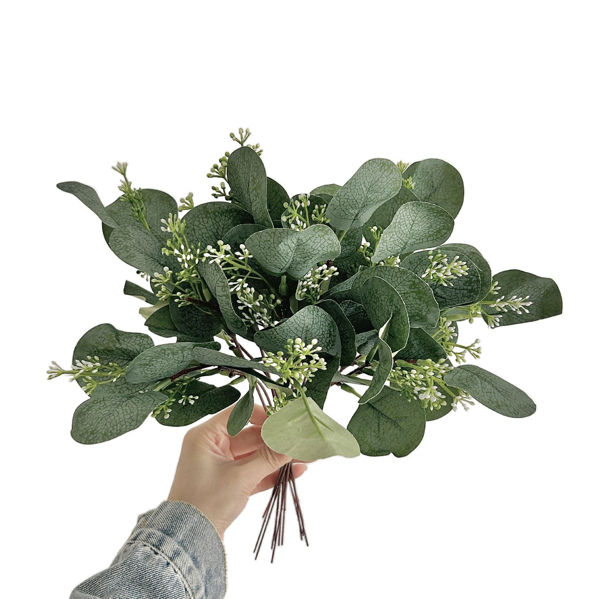 14 Stems Real Touch Artificial Eucalyptus Leaf Flower Bouquet 13" - YauSpark
