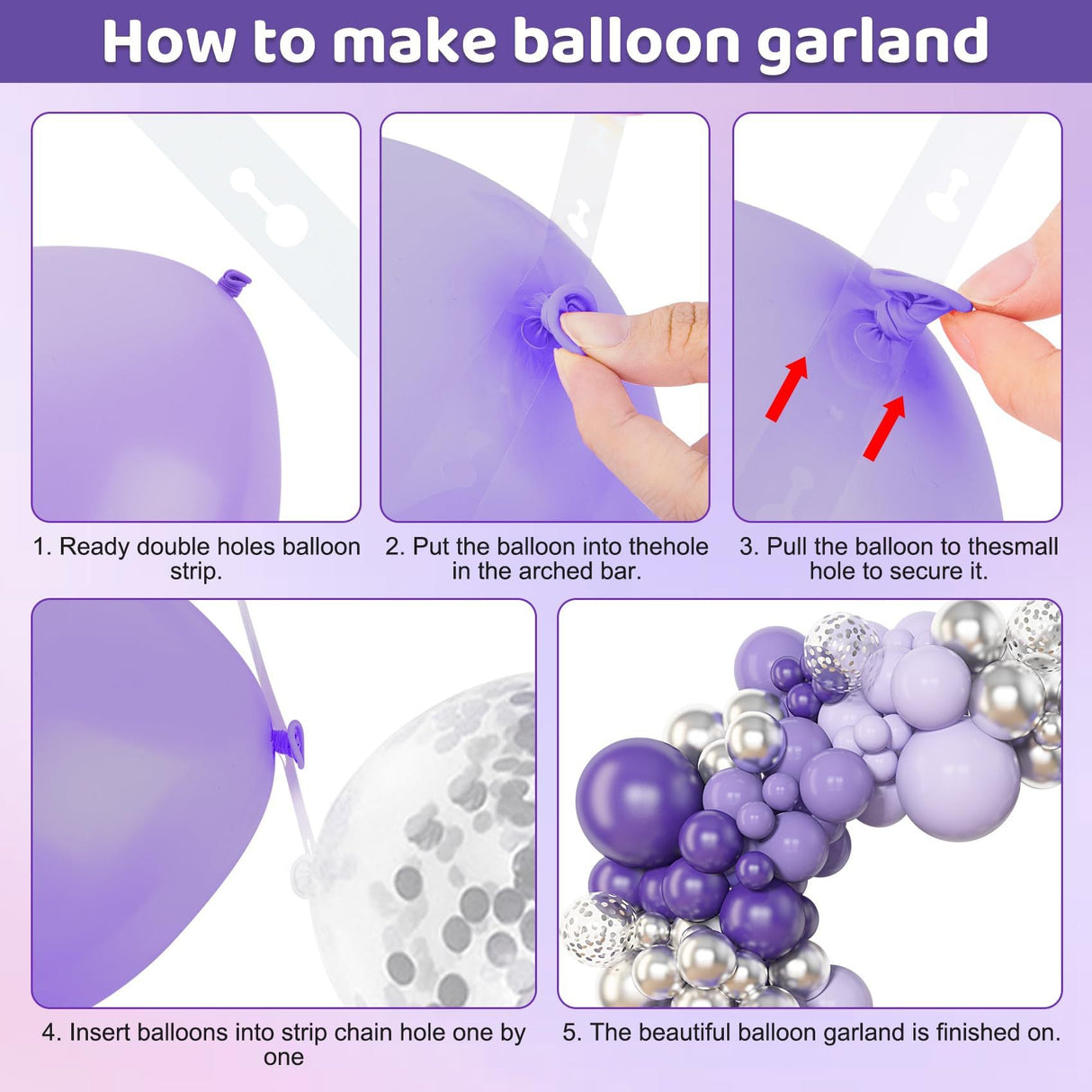 143 Pc Purple DIY Balloon Garland Kit - YauSpark