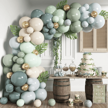 150 Pc Retro Ice Silk Mist Blue DIY Balloon Garland Kit - YauSpark