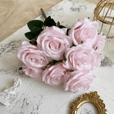 2 Bushes Artificial Silk Rose Flower Arrangements 18" Gouache - YauSpark