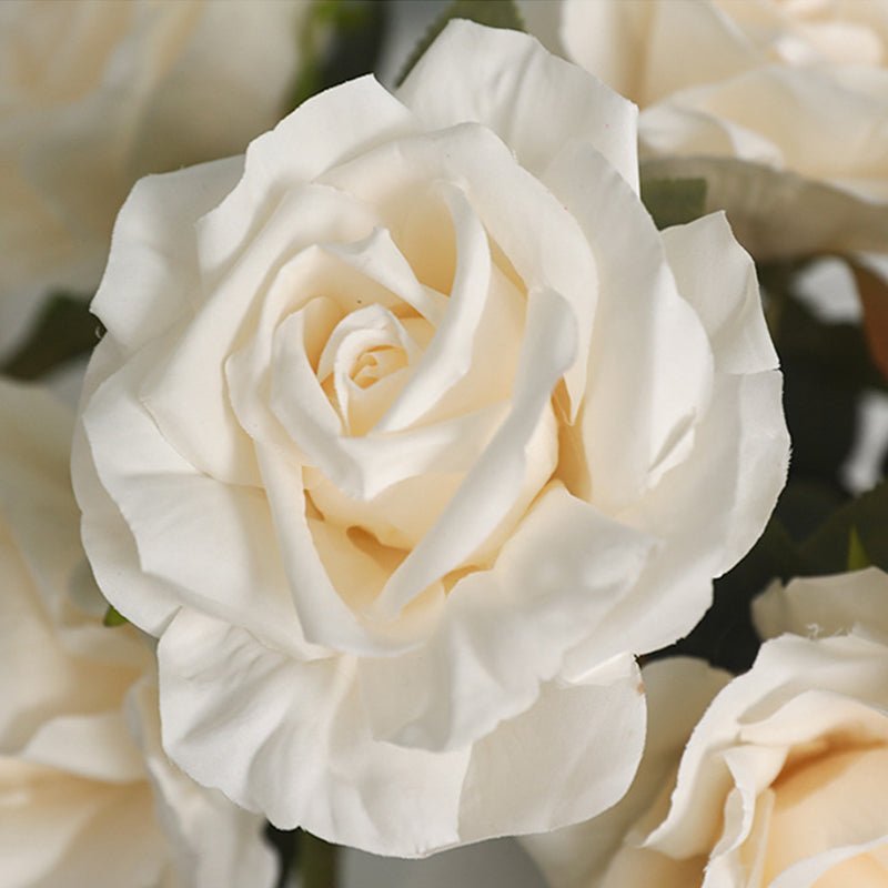 2 Bushes Premium Silk Jumbo Rose Flower Bouquet 16" Late Autumn Yellow - YauSpark