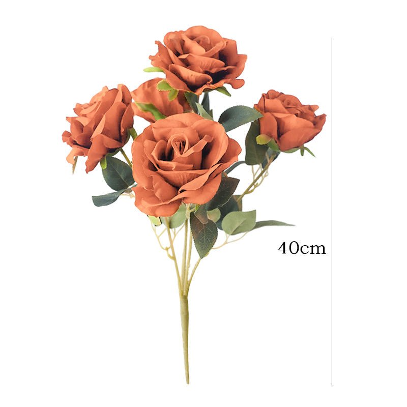 2 Bushes Premium Silk Jumbo Rose Flower Bouquet 16" Late Autumn Yellow - YauSpark