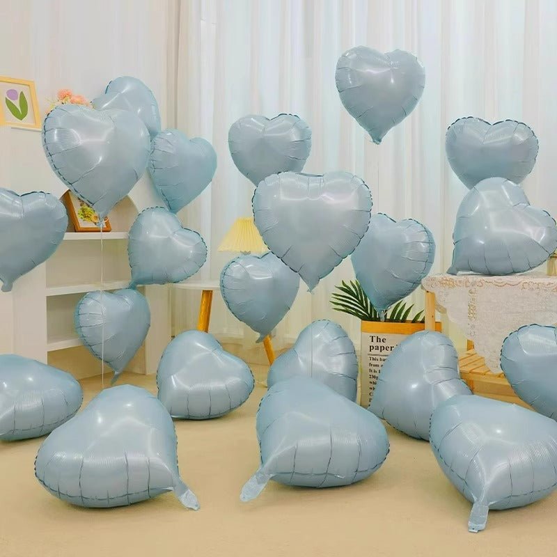 2 Pc Heart Mylar Foil Balloons 18" Baby Blue - YauSpark
