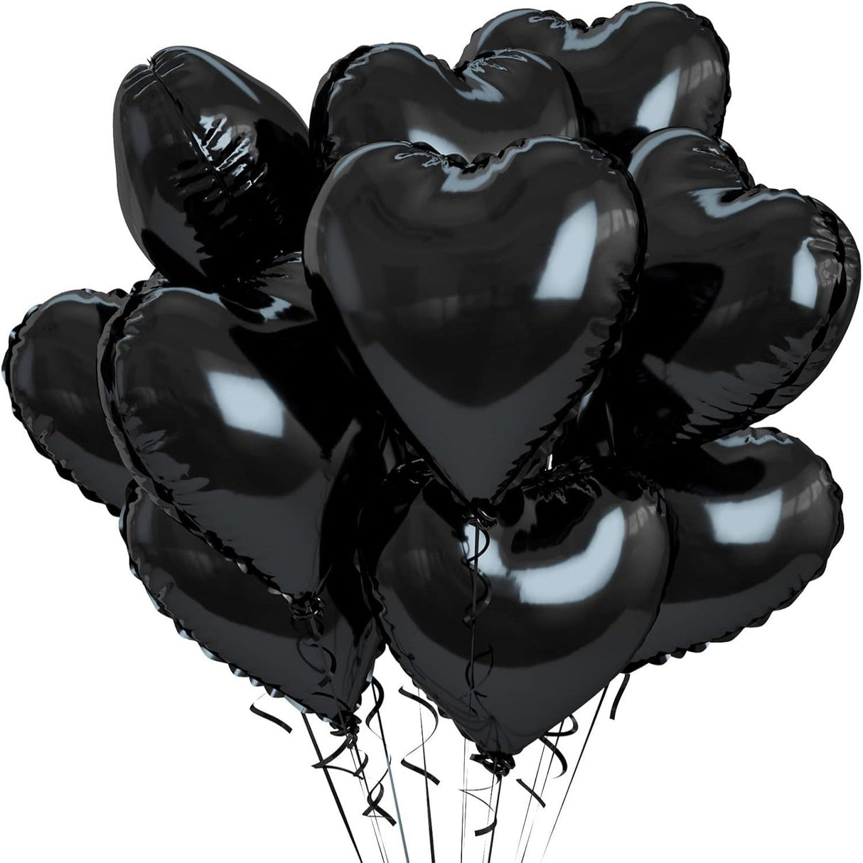 2 Pc Heart Mylar Foil Balloons 18" Black - YauSpark