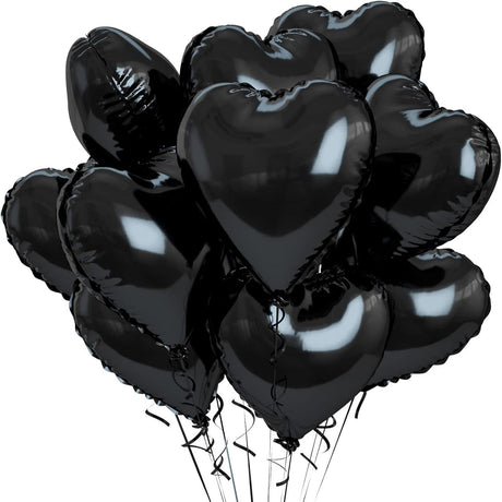2 Pc Heart Mylar Foil Balloons 18" Black - YauSpark