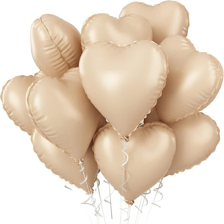 2 Pc Heart Mylar Foil Balloons 18" Caramel - YauSpark