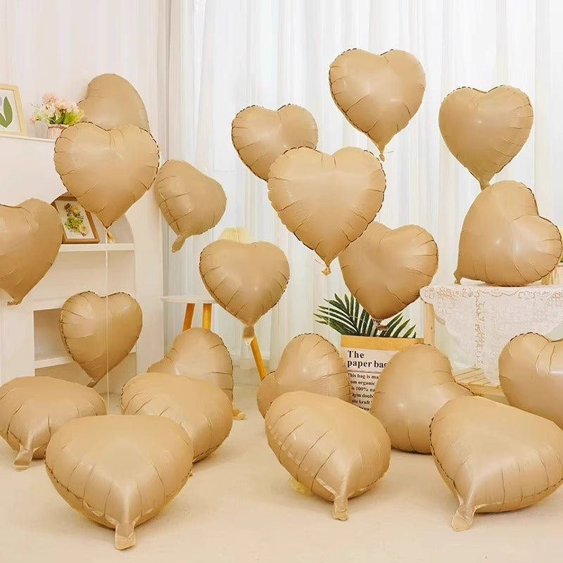2 Pc Heart Mylar Foil Balloons 18" Caramel - YauSpark