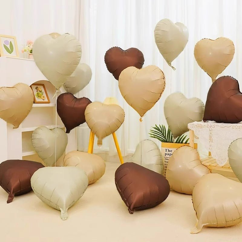 2 Pc Heart Mylar Foil Balloons 18" Caramel - YauSpark