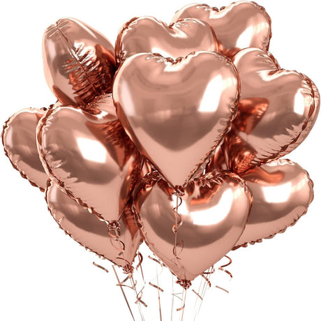 2 Pc Heart Mylar Foil Balloons 18" Champagne Gold - YauSpark