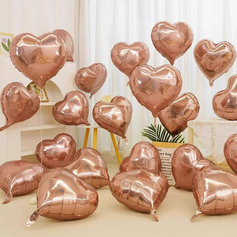 2 Pc Heart Mylar Foil Balloons 18" Champagne Gold - YauSpark