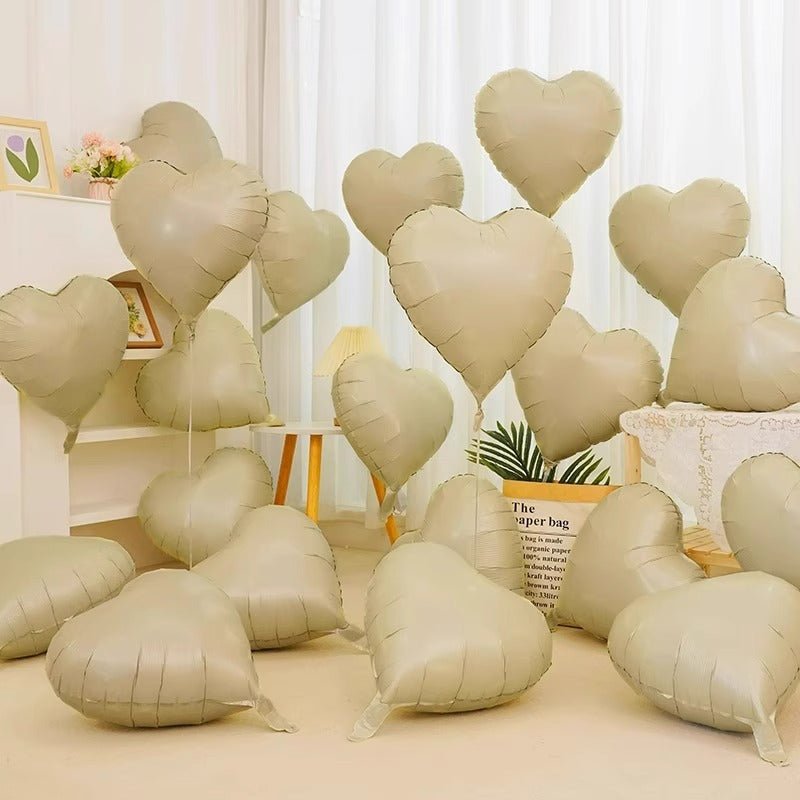 2 Pc Heart Mylar Foil Balloons 18" Cream White - YauSpark