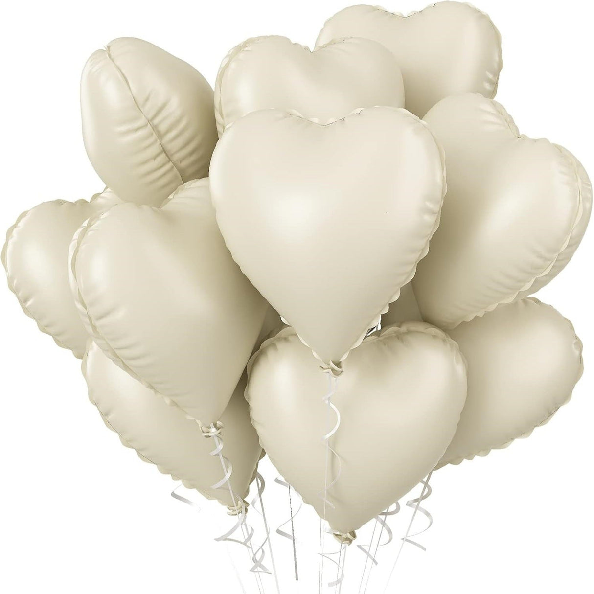 2 Pc Heart Mylar Foil Balloons 18" Cream White - YauSpark