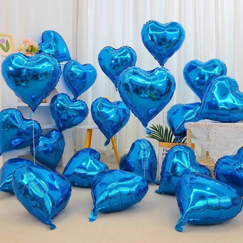 2 Pc Heart Mylar Foil Balloons 18" Dark Blue - YauSpark