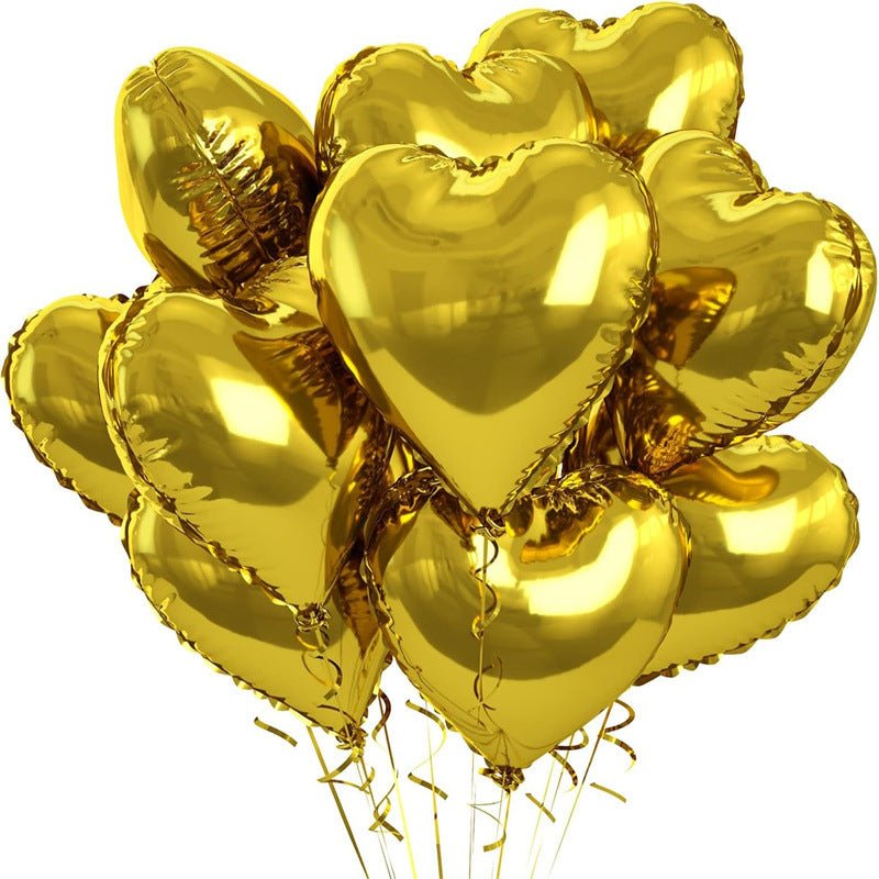 2 Pc Heart Mylar Foil Balloons 18" Gold - YauSpark