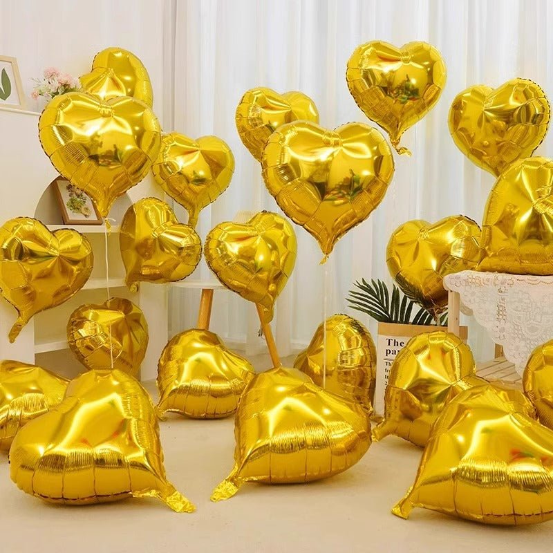 2 Pc Heart Mylar Foil Balloons 18" Gold - YauSpark