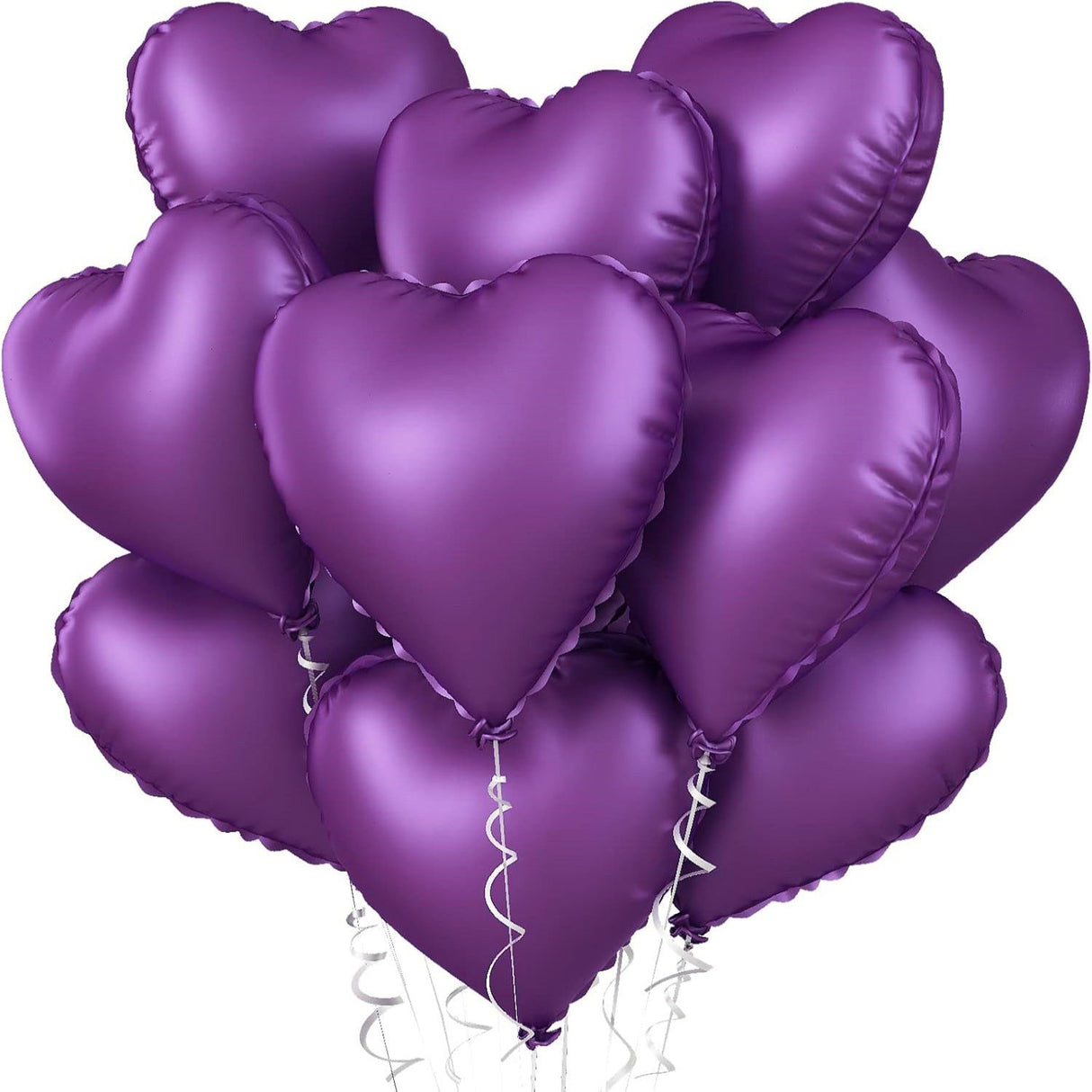 2 Pc Heart Mylar Foil Balloons 18" Metallic Purple - YauSpark