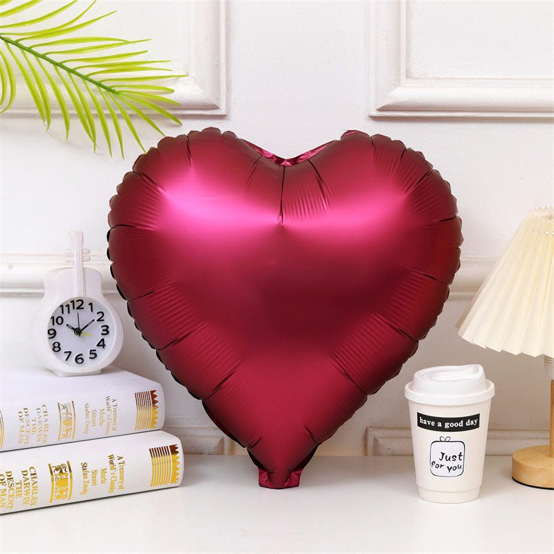 2 Pc Heart Mylar Foil Balloons 18" Metallic Wine Red - YauSpark