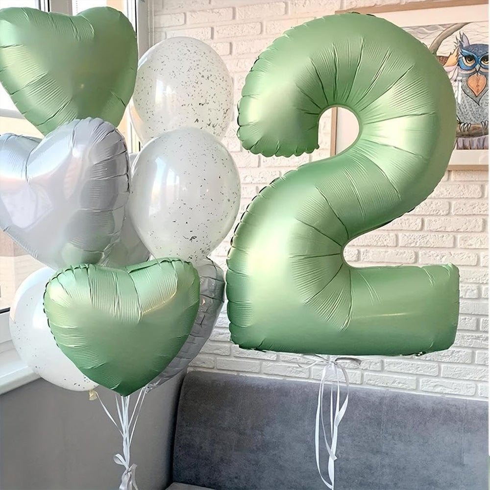 2 Pc Heart Mylar Foil Balloons 18" Olive Green - YauSpark