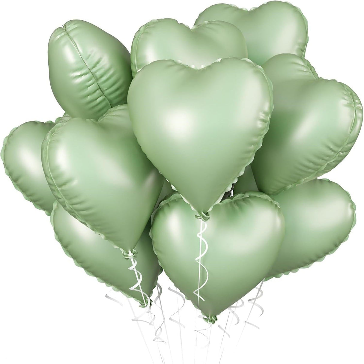 2 Pc Heart Mylar Foil Balloons 18" Olive Green - YauSpark