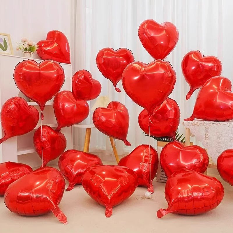 2 Pc Heart Mylar Foil Balloons 18" Red - YauSpark