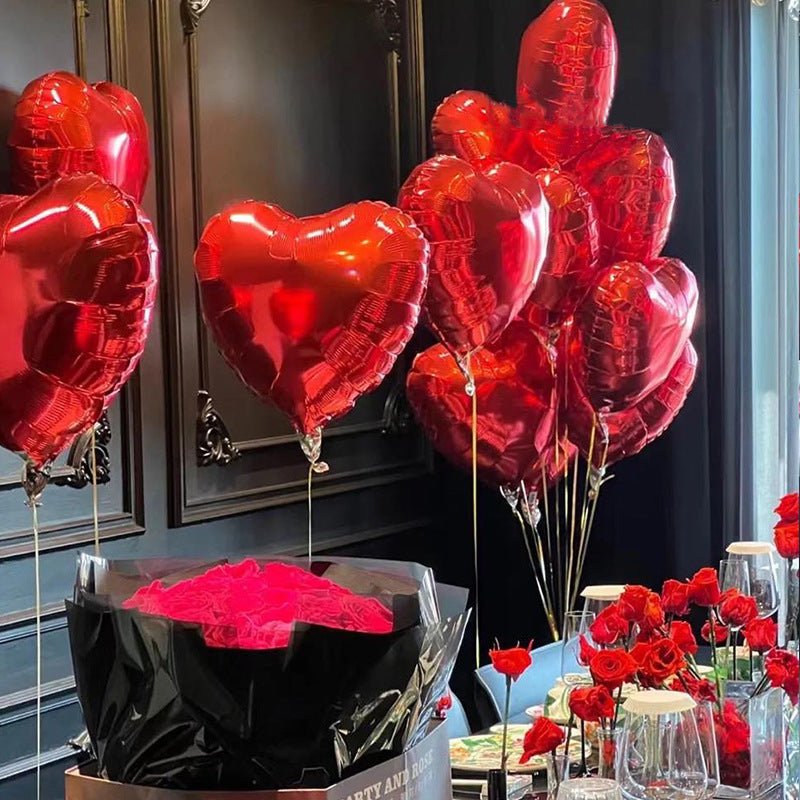 2 Pc Heart Mylar Foil Balloons 18" Red - YauSpark