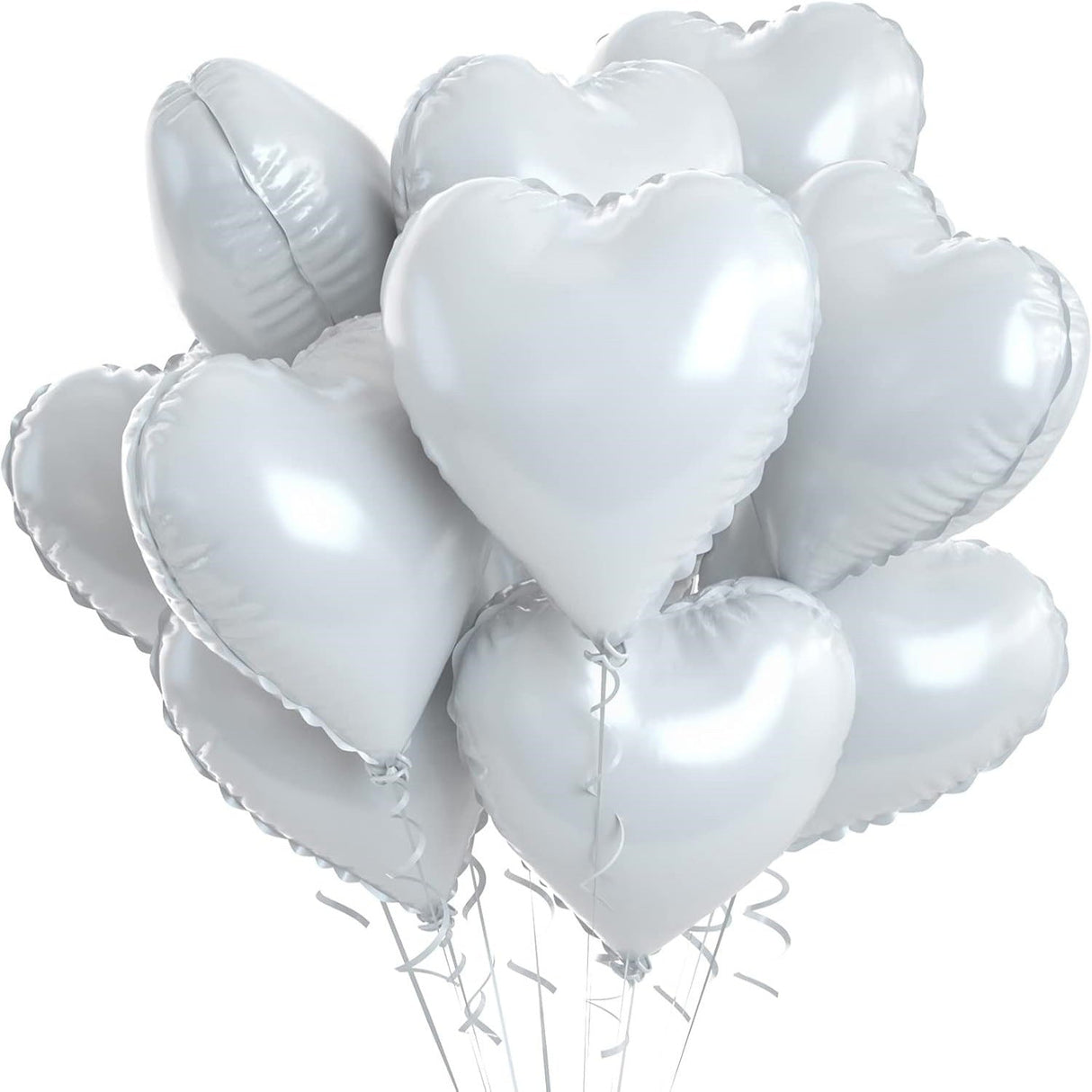 2 Pc Heart Mylar Foil Balloons 18" White - YauSpark