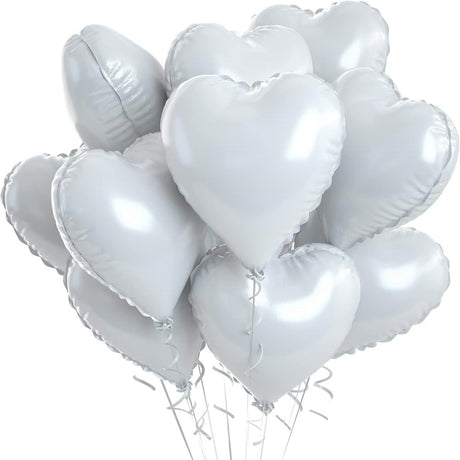2 Pc Heart Mylar Foil Balloons 18" White - YauSpark