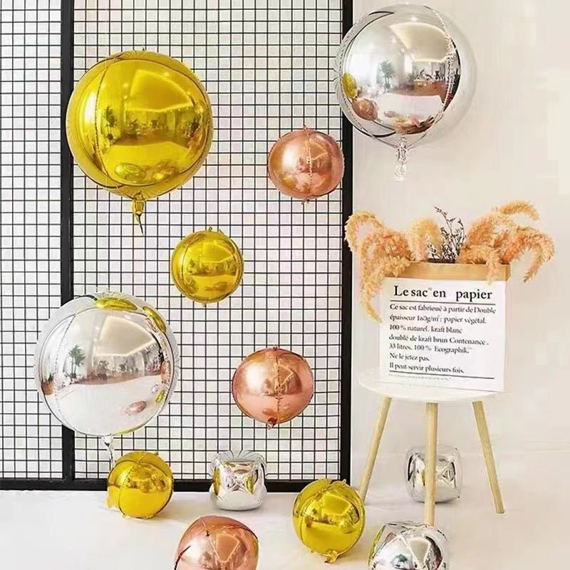 2 Pc Silver 4D Sphere Mylar Foil Helium or Air Balloons 22" - YauSpark