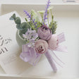 2 Pcs Wedding Purple Artificial Corsage with Clip Tea Rose - YauSpark