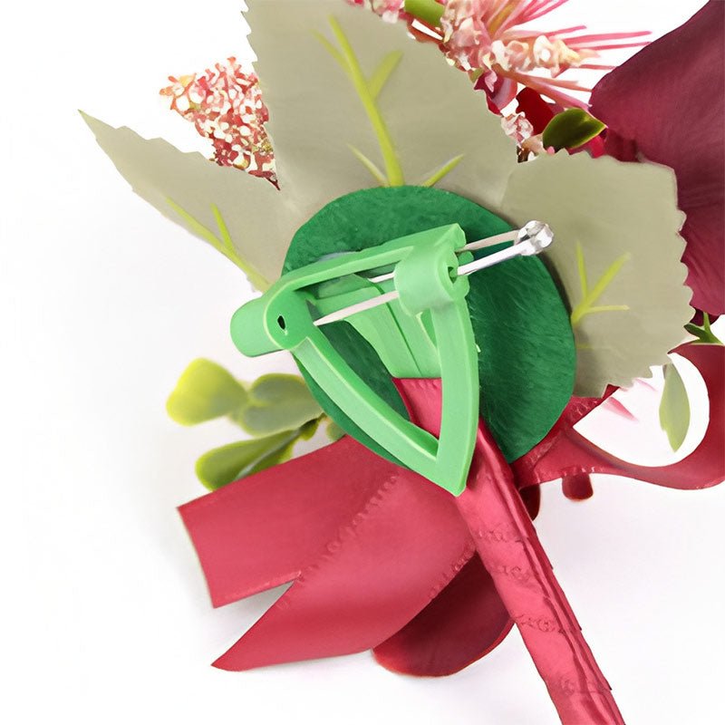 2 Pcs Wedding Two - Headed Rose Corsage Blue Yellow - YauSpark