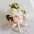 2 Pcs Wedding Two - Headed Rose Corsage Light Pink - YauSpark