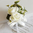 2 Pcs Wedding Two - Headed Rose Corsage White - YauSpark