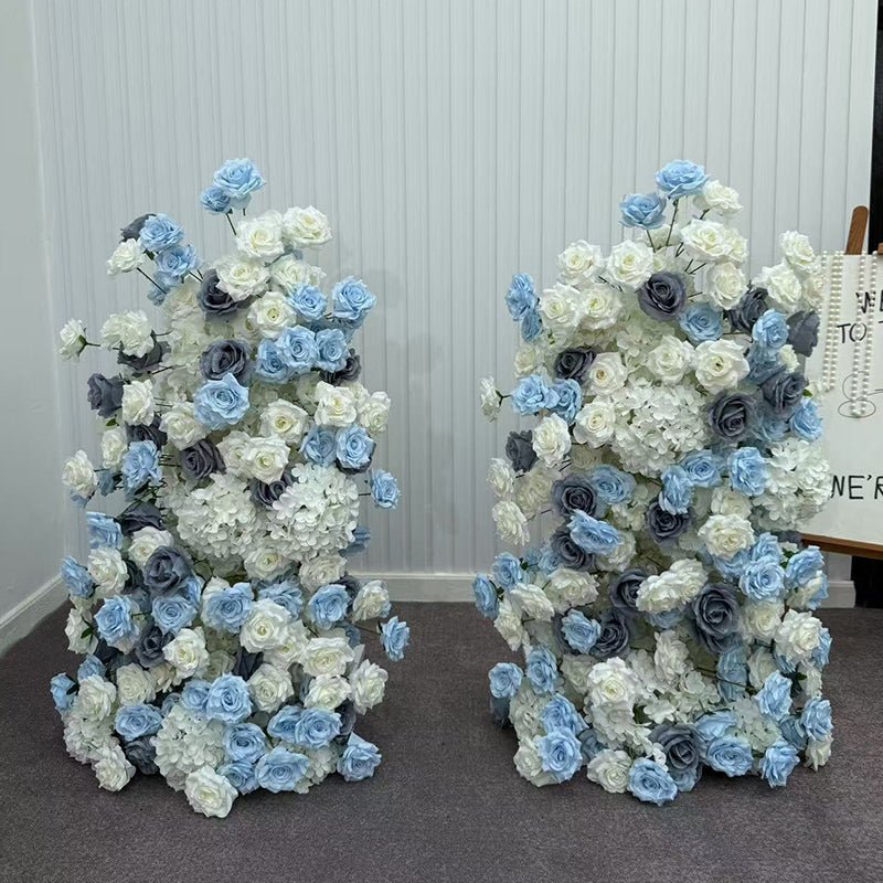 2 Set Artificial Floral Wedding Backdrop Decoration Rose Blue White - YauSpark