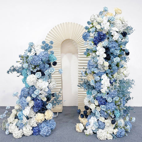 2 Set Artificial Floral Wedding Backdrop Decoration Rose Hydrangea Blue White - YauSpark