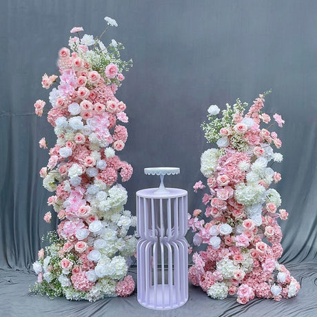 2 Set Artificial Floral Wedding Backdrop Decoration Rose Hydrangea Pink White - YauSpark