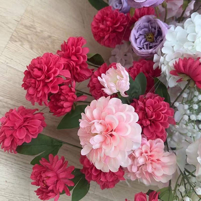 2 Set Artificial Floral Wedding Backdrop Decoration Rose Pink - YauSpark