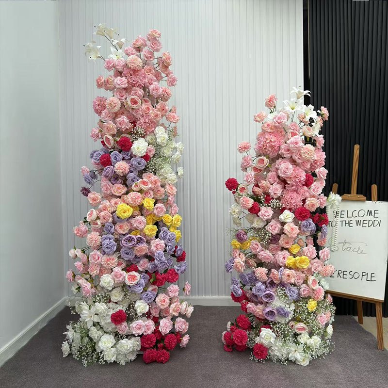 2 Set Artificial Floral Wedding Backdrop Decoration Rose Pink - YauSpark