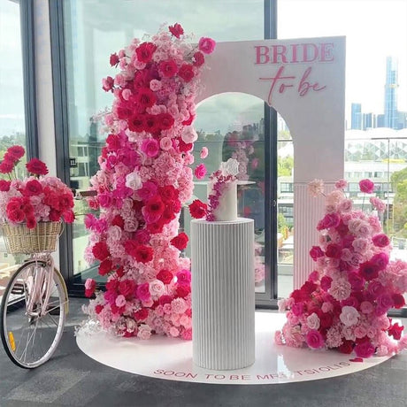 2 Set Artificial Floral Wedding Backdrop Decoration Rose Red Pink - YauSpark