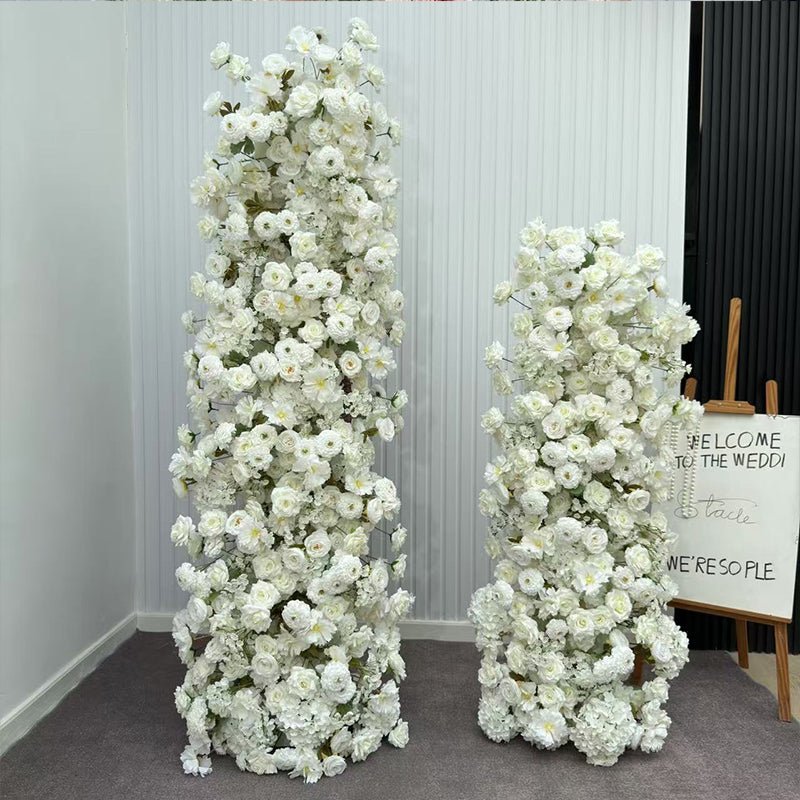 2 Set Artificial Floral Wedding Backdrop Decoration Rose White - YauSpark