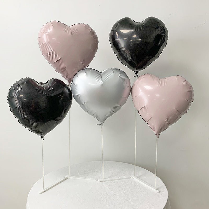 2 Sets Heart Foil Balloon Column Stand Kit Black Pink - YauSpark