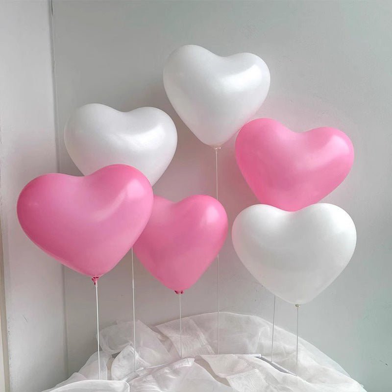 2 Sets Heart Latex Balloon Column Stand Kit Pink White - YauSpark