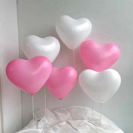 2 Sets Heart Latex Balloon Column Stand Kit Pink White - YauSpark