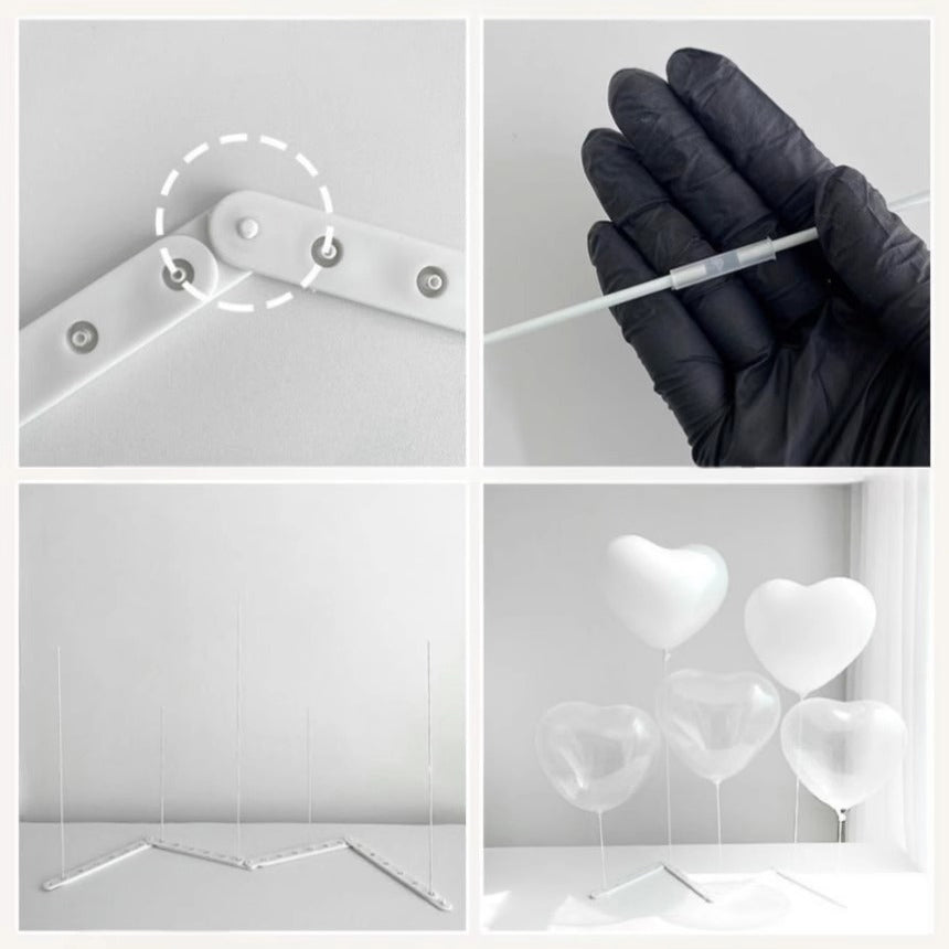 2 Sets Heart Latex Balloon Column Stand Kit White - YauSpark