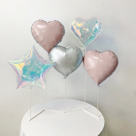 2 Sets Heart Star Foil Balloon Column Stand Kit Pink - YauSpark