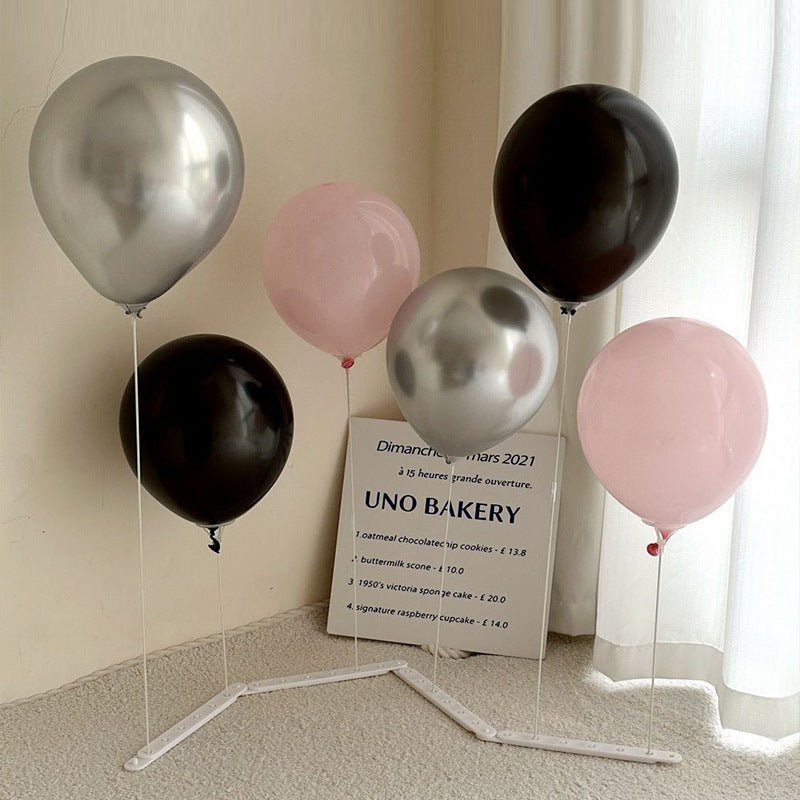 2 Sets Latex Balloon Column Stand Kit Silver Black Pink - YauSpark
