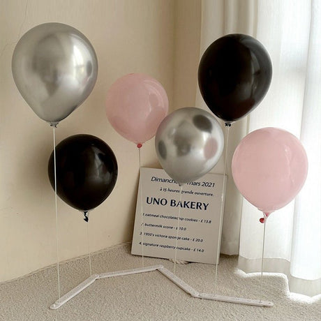 2 Sets Latex Balloon Column Stand Kit Silver Black Pink - YauSpark